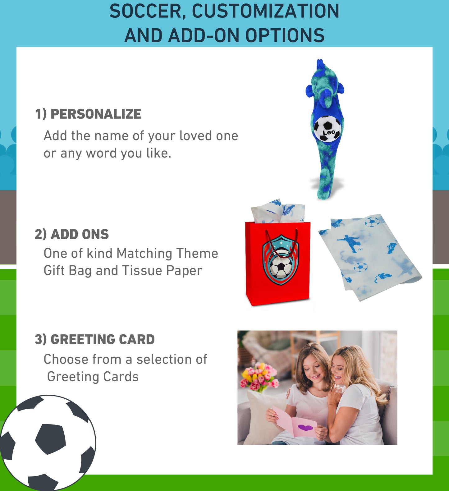 SUPER-SOFT PLUSH - BLUE TIE-DYE SEAHORSE 15" WITH SOCCER PLUSH