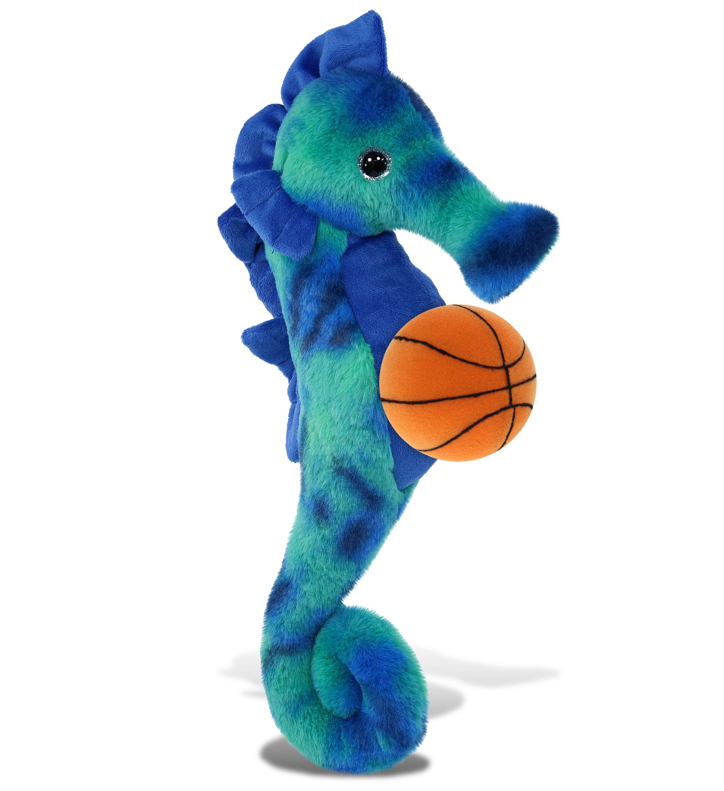 SUPER-SOFT PLUSH - BLUE TIE-DYE SEAHORSE 15" WITH BASKETBALL PLUSH