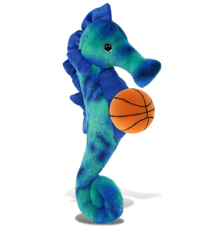 SUPER-SOFT PLUSH - BLUE TIE-DYE SEAHORSE 15" WITH BASKETBALL PLUSH