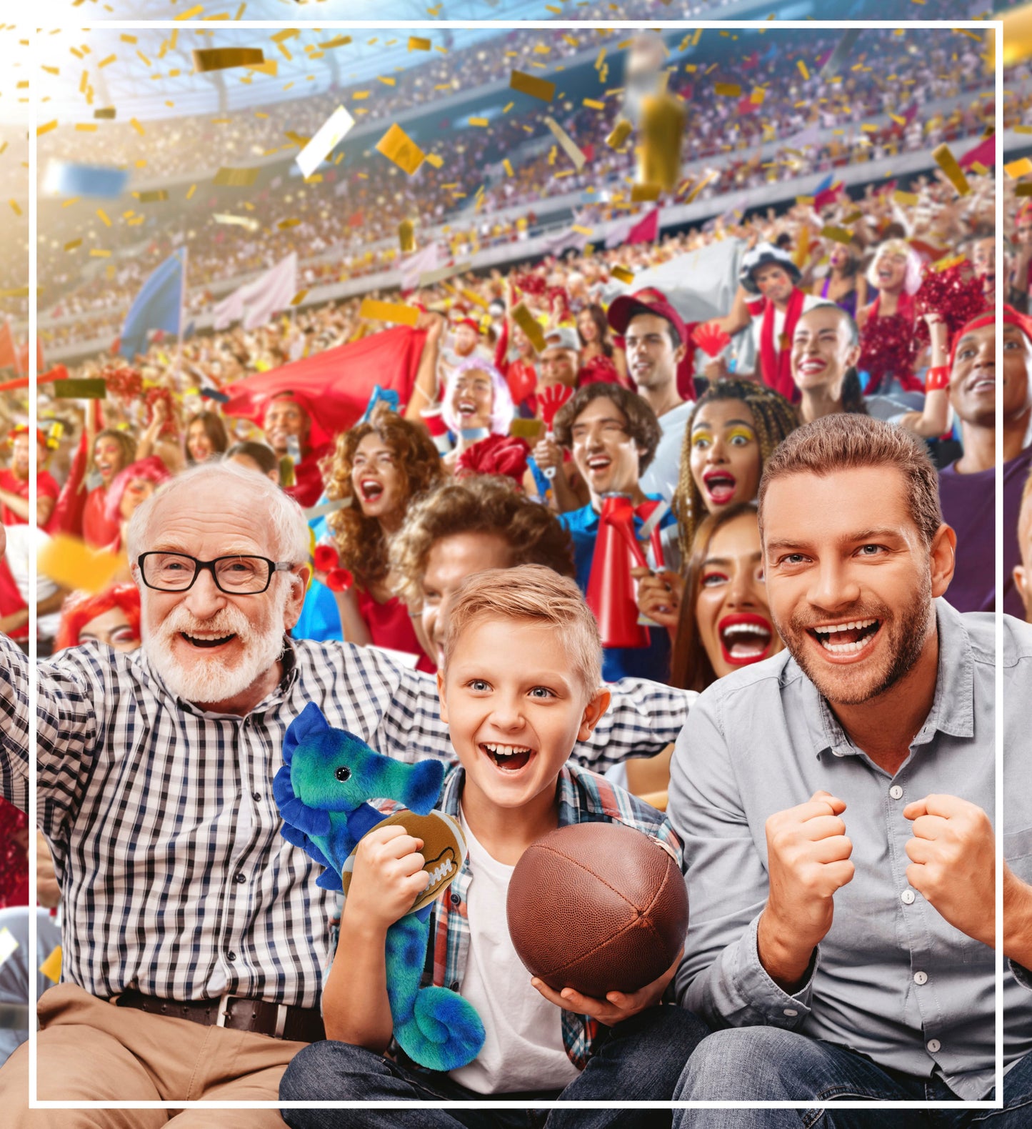 SUPER-SOFT PLUSH - BLUE TIE-DYE SEAHORSE 15" WITH FOOTBALL PLUSH