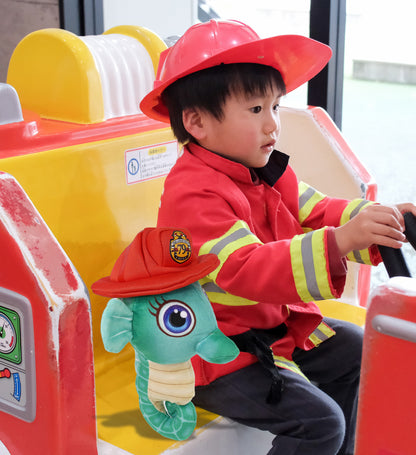 PLUSH BUDDIES - GREEN SEAHORSE WITH FIREMAN DRESS UP