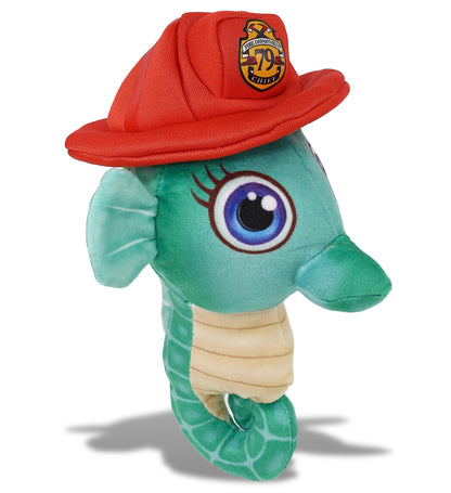 PLUSH BUDDIES - GREEN SEAHORSE WITH FIREMAN DRESS UP