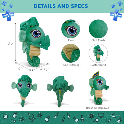 PLUSH BUDDIES - GREEN SEAHORSE WITH DOCTOR DRESS UP