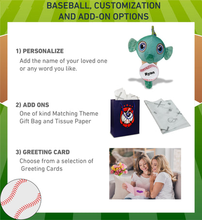 PLUSH BUDDIES - GREEN SEAHORSE WITH BASEBALL PLUSH