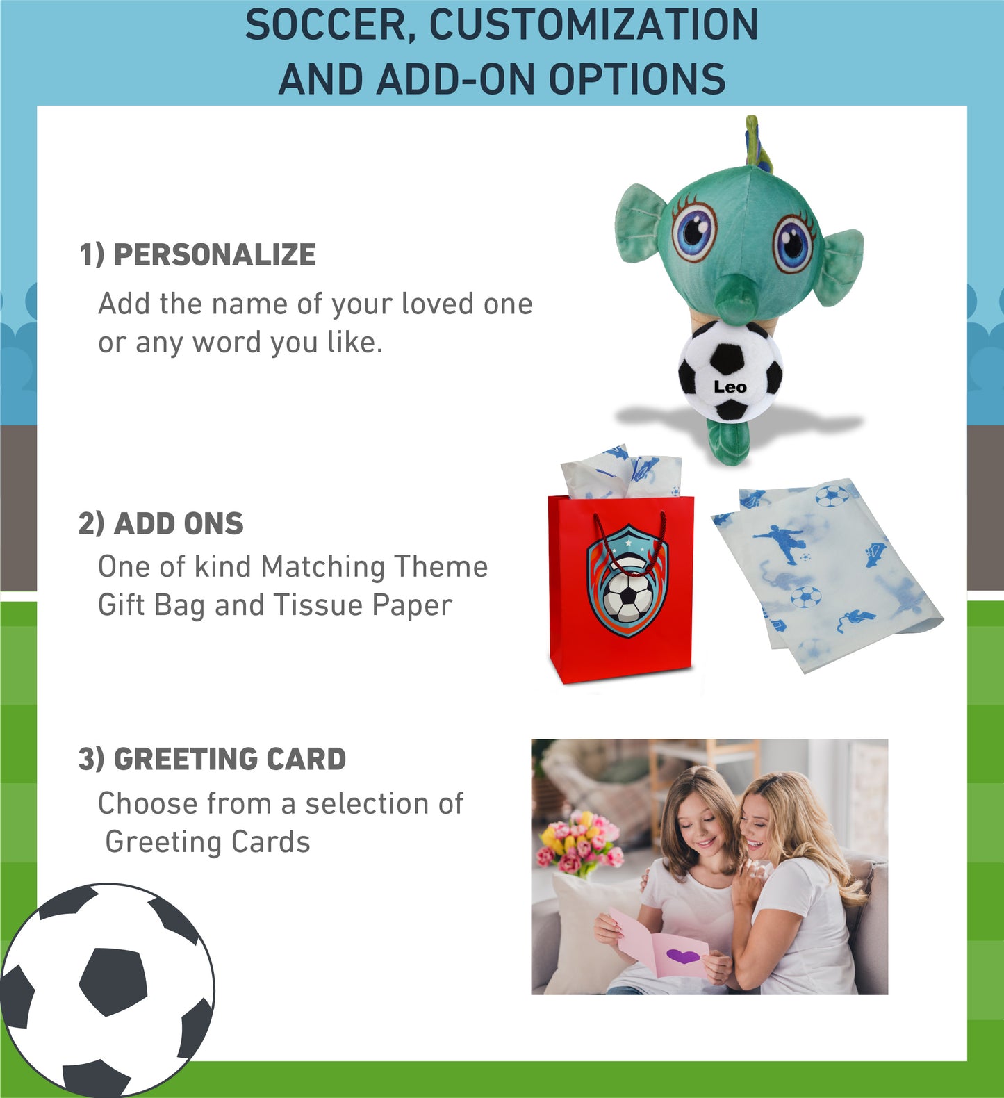 PLUSH BUDDIES - GREEN SEAHORSE WITH SOCCER PLUSH