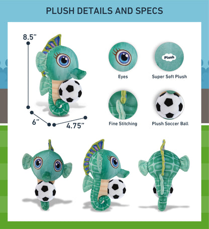 PLUSH BUDDIES - GREEN SEAHORSE WITH SOCCER PLUSH