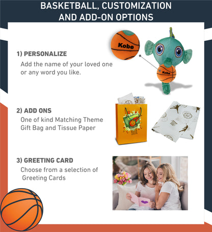 PLUSH BUDDIES - GREEN SEAHORSE WITH BASKETBALL PLUSH