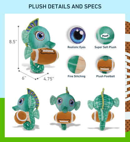 PLUSH BUDDIES - GREEN SEAHORSE WITH FOOTBALL PLUSH