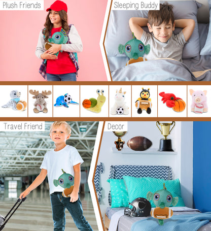 PLUSH BUDDIES - GREEN SEAHORSE WITH FOOTBALL PLUSH