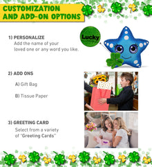 DolliBu Blue Starfish Stuffed Animal with Green Plush Shamrock - 8.5 Inches