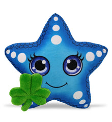 DolliBu Blue Starfish Stuffed Animal with Green Plush Shamrock - 8.5 Inches