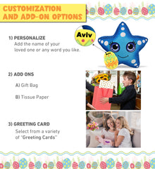 DolliBu Plush Buddies Blue Starfish with Yellow Easter Egg Plush - 8.5 Inches