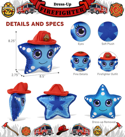 PLUSH BUDDIES - BLUE STARFISH WITH FIREMAN DRESS UP