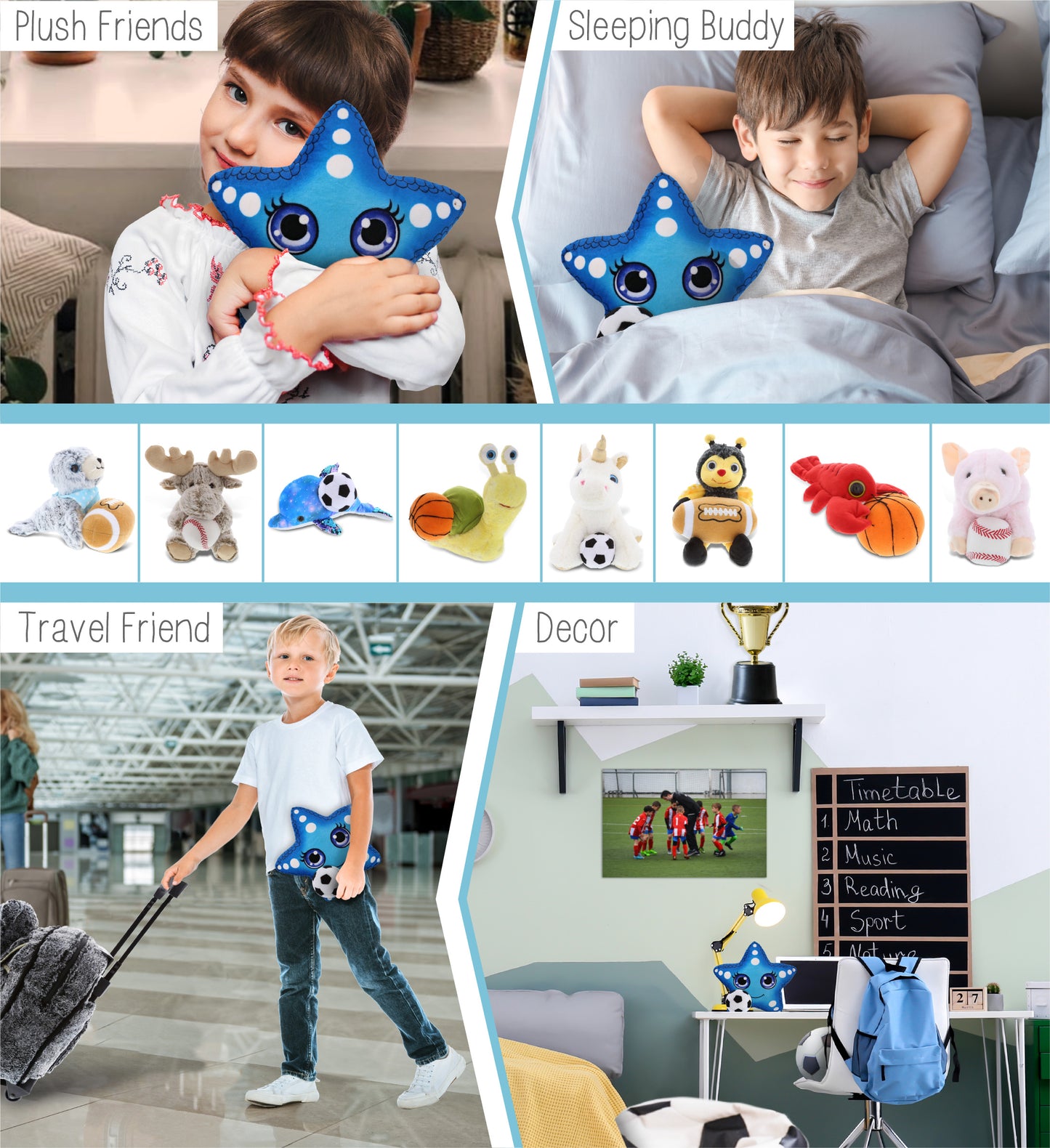 PLUSH BUDDIES - BLUE STARFISH WITH SOCCER PLUSH