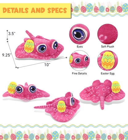 DolliBu Plush Buddies Pink Stingray with Yellow Easter Egg Plush - 10 Inches