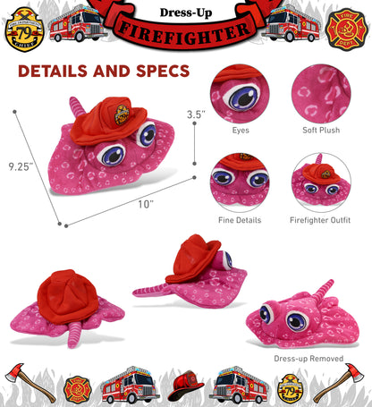PLUSH BUDDIES - PINK STINGRAY WITH FIREMAN DRESS UP