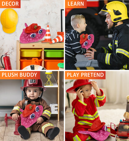 PLUSH BUDDIES - PINK STINGRAY WITH FIREMAN DRESS UP