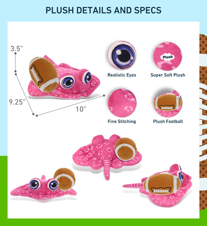 PLUSH BUDDIES - PINK STINGRAY WITH FOOTBALL PLUSH