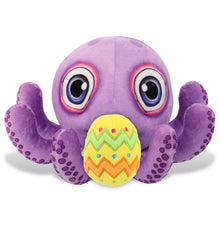 DolliBu Plush Buddies Purple Octopus with Yellow Easter Egg Plush - 7.5 Inches