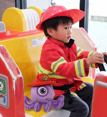 PLUSH BUDDIES - PURPLE OCTOPUS WITH FIREMAN DRESS UP