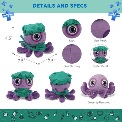 PLUSH BUDDIES - PURPLE OCTOPUS WITH DOCTOR DRESS UP