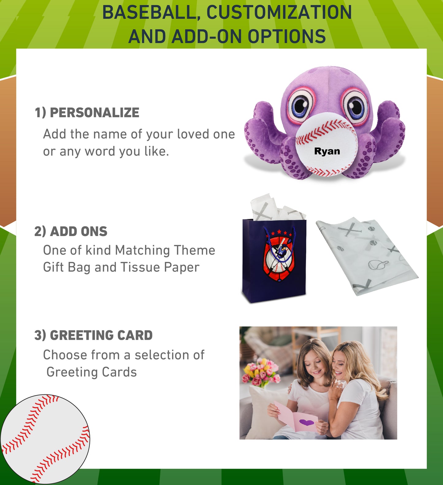PLUSH BUDDIES - PURPLE OCTOPUS WITH BASEBALL PLUSH