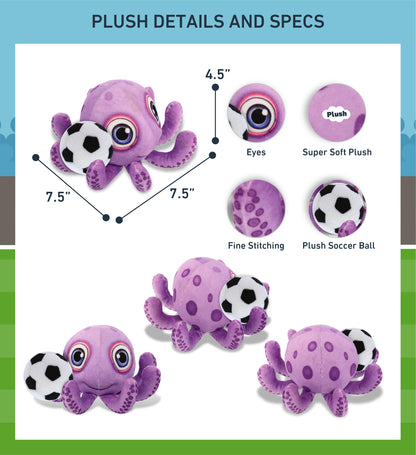 PLUSH BUDDIES - PURPLE OCTOPUS WITH SOCCER PLUSH