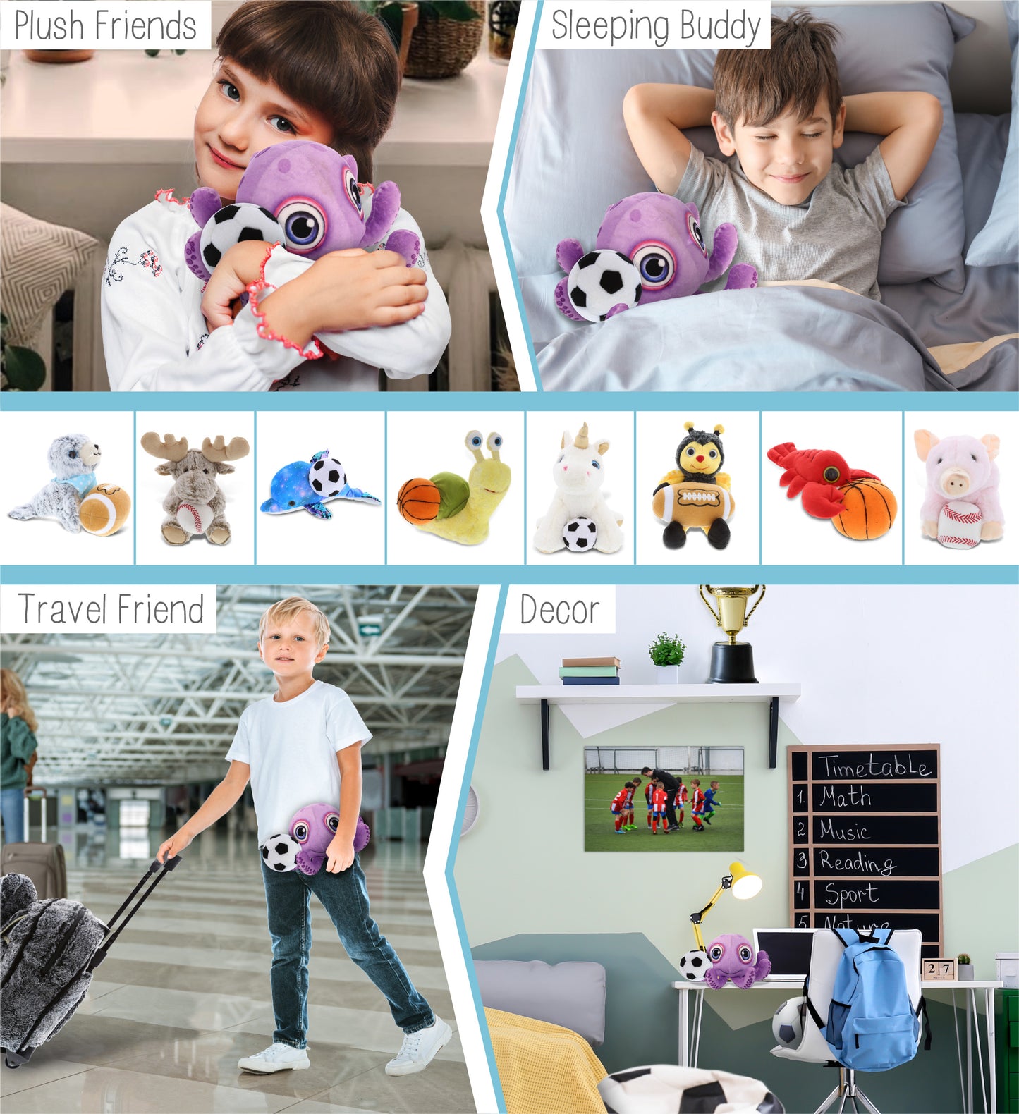 PLUSH BUDDIES - PURPLE OCTOPUS WITH SOCCER PLUSH