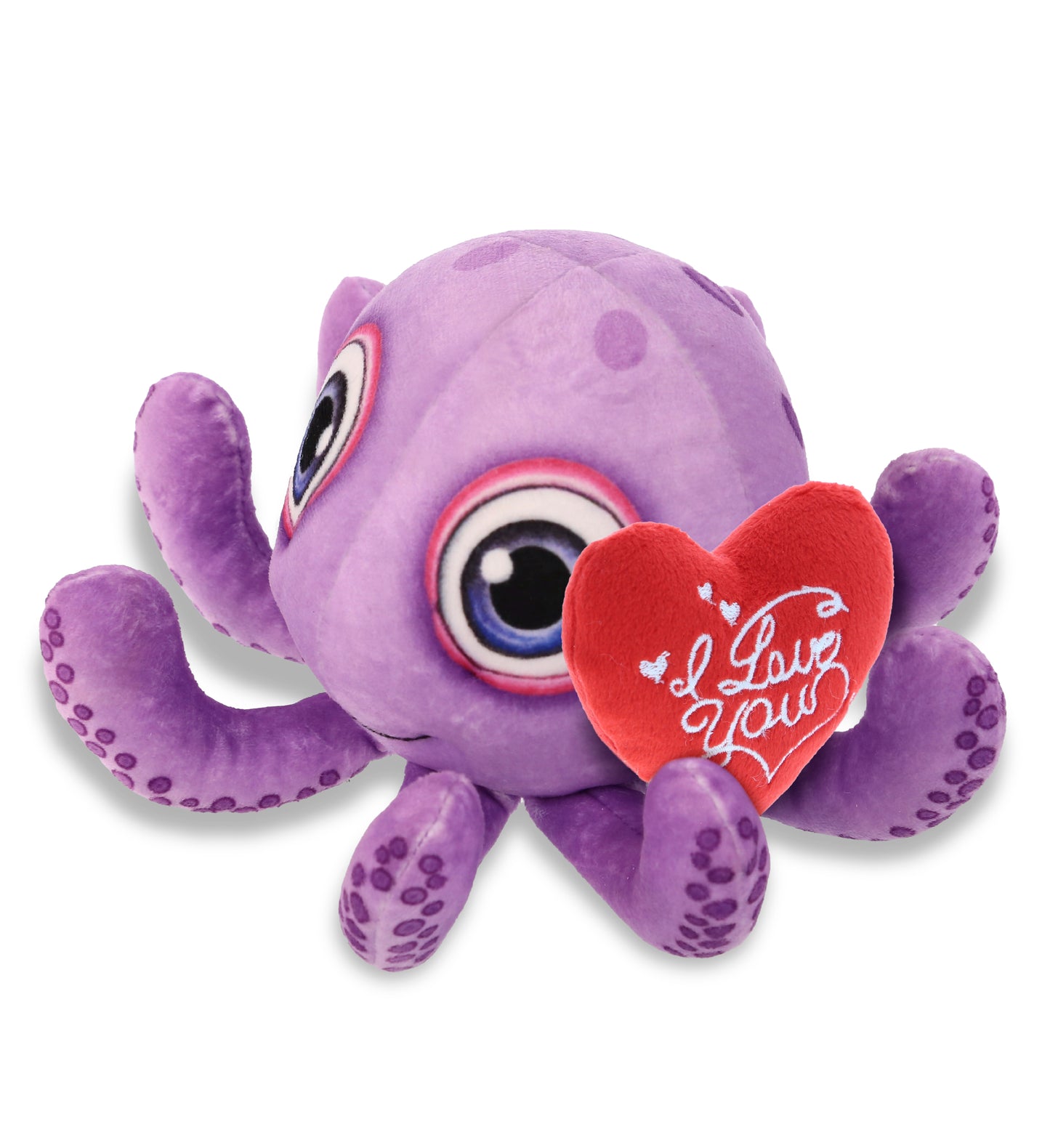 PLUSH I LOVE YOU RED HEART - PLUSH BUDDIES - PURPLE OCTOPUS