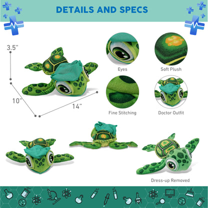 PLUSH BUDDIES - GREEN SEA TURTLE WITH DOCTOR DRESS UP