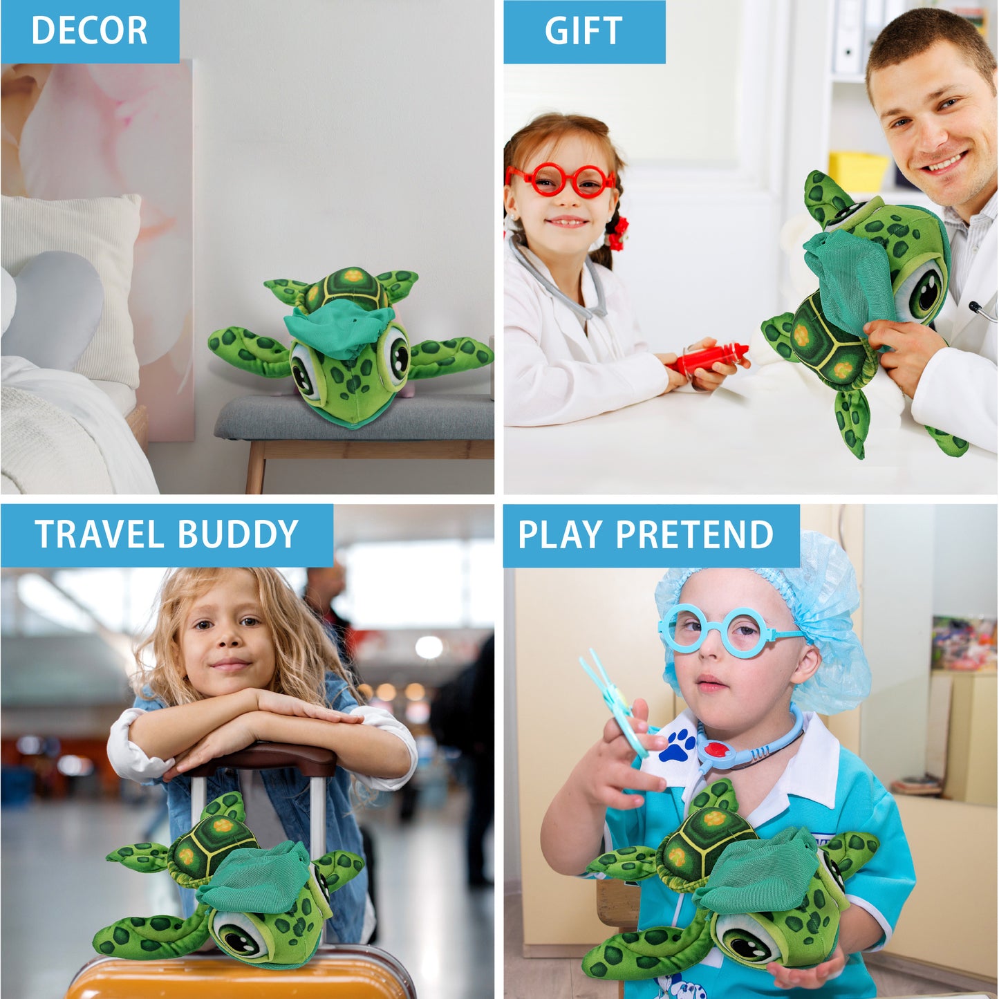 PLUSH BUDDIES - GREEN SEA TURTLE WITH DOCTOR DRESS UP