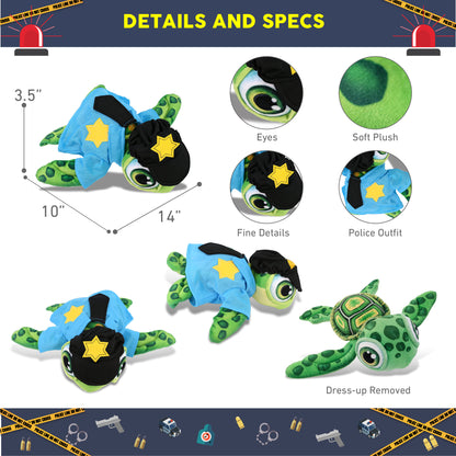 PLUSH BUDDIES - GREEN SEA TURTLE WITH POLICE DRESS UP