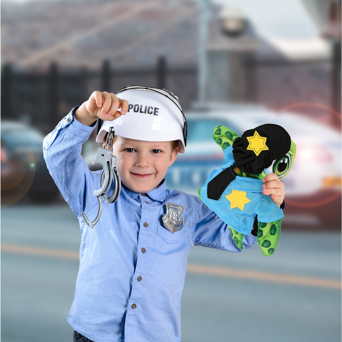 PLUSH BUDDIES - GREEN SEA TURTLE WITH POLICE DRESS UP