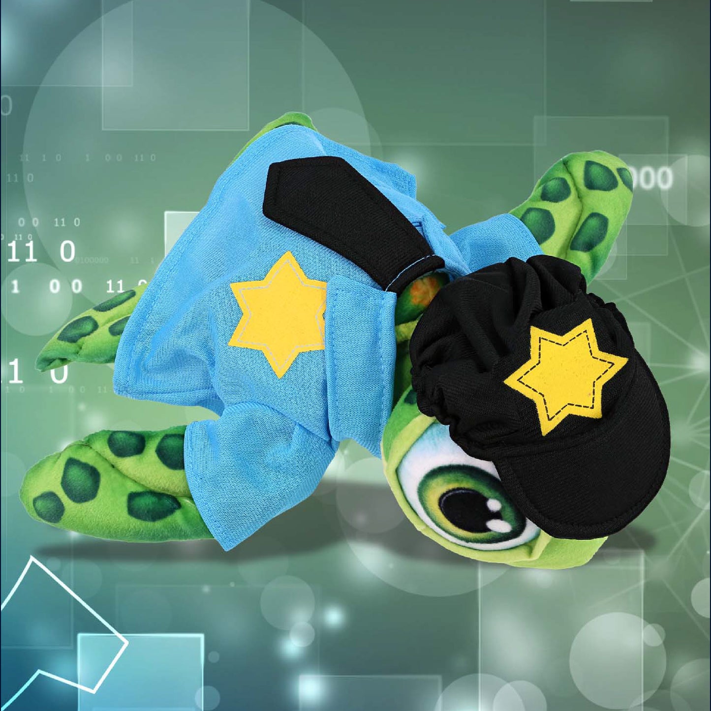PLUSH BUDDIES - GREEN SEA TURTLE WITH POLICE DRESS UP