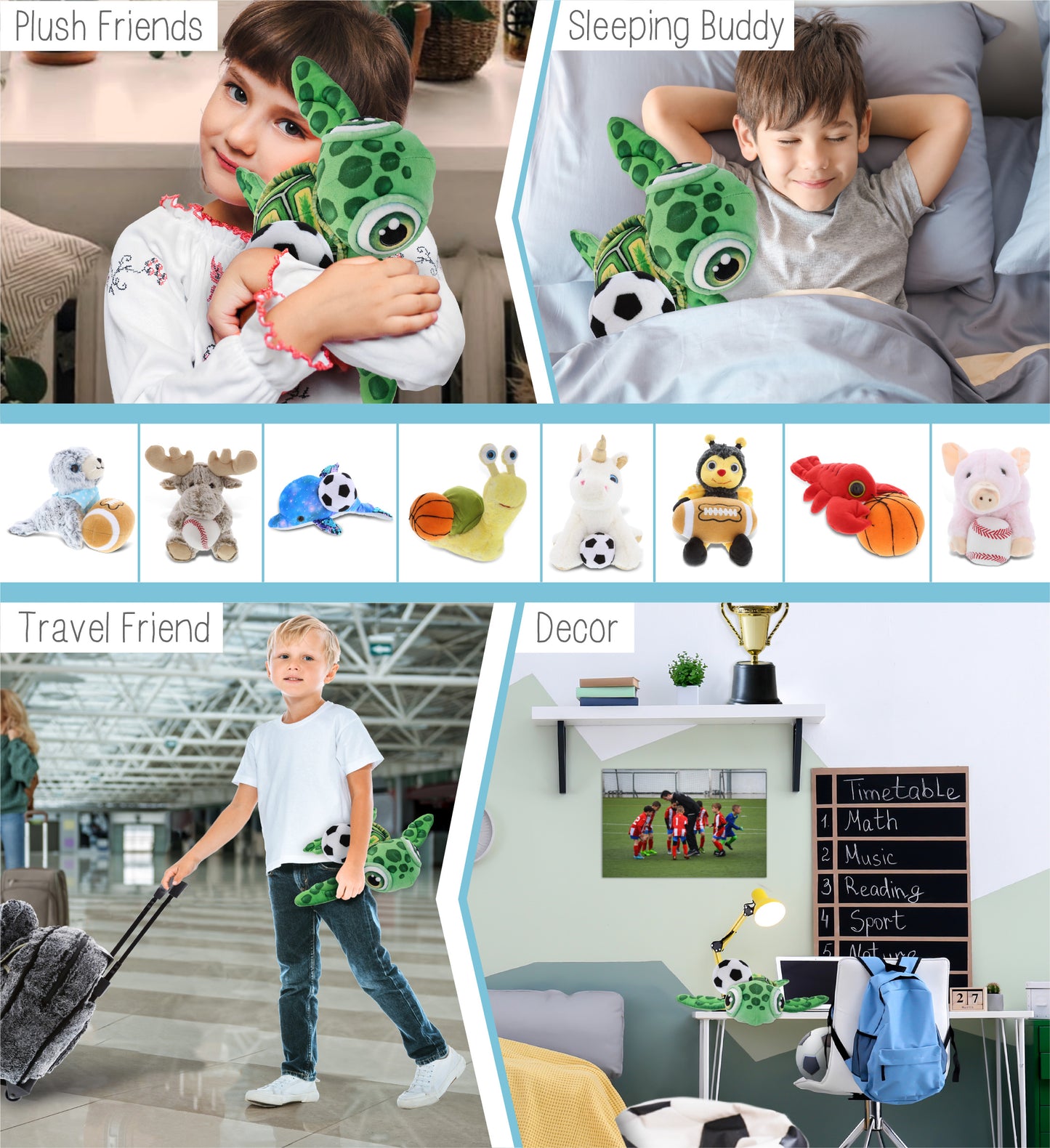 PLUSH BUDDIES - GREEN SEA TURTLE WITH SOCCER PLUSH
