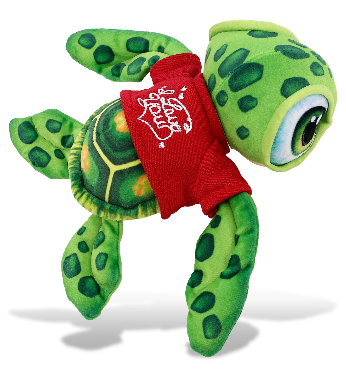 DolliBu Valentine Plush Buddies Green Sea Turtle with Red Shirt - 14 Inches