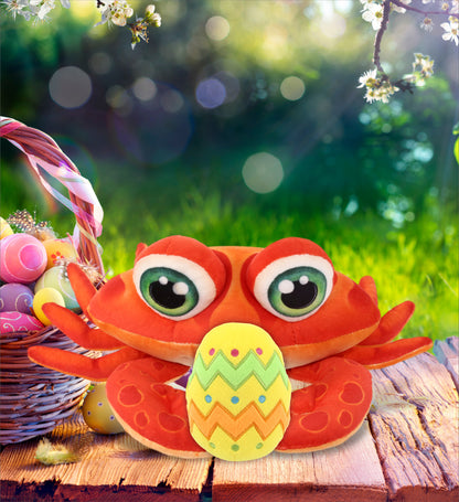 DolliBu Plush Buddies Red Crab with Yellow Easter Egg Plush Toy - 10 Inches