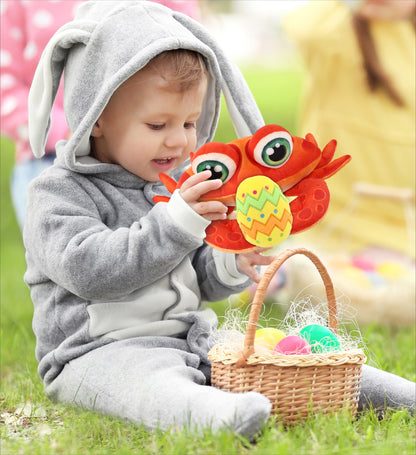 DolliBu Plush Buddies Red Crab with Yellow Easter Egg Plush Toy - 10 Inches