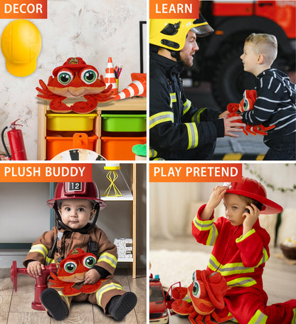 PLUSH BUDDIES - RED CRAB WITH FIREMAN DRESS UP