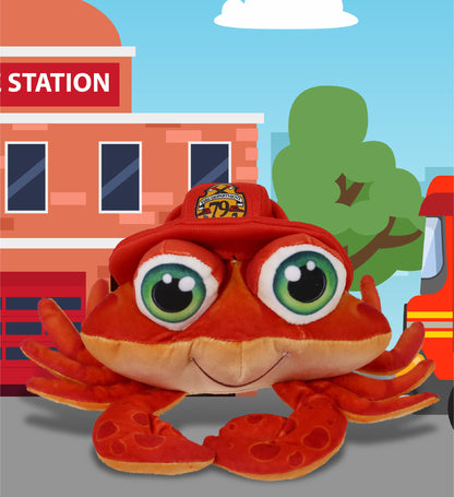 PLUSH BUDDIES - RED CRAB WITH FIREMAN DRESS UP