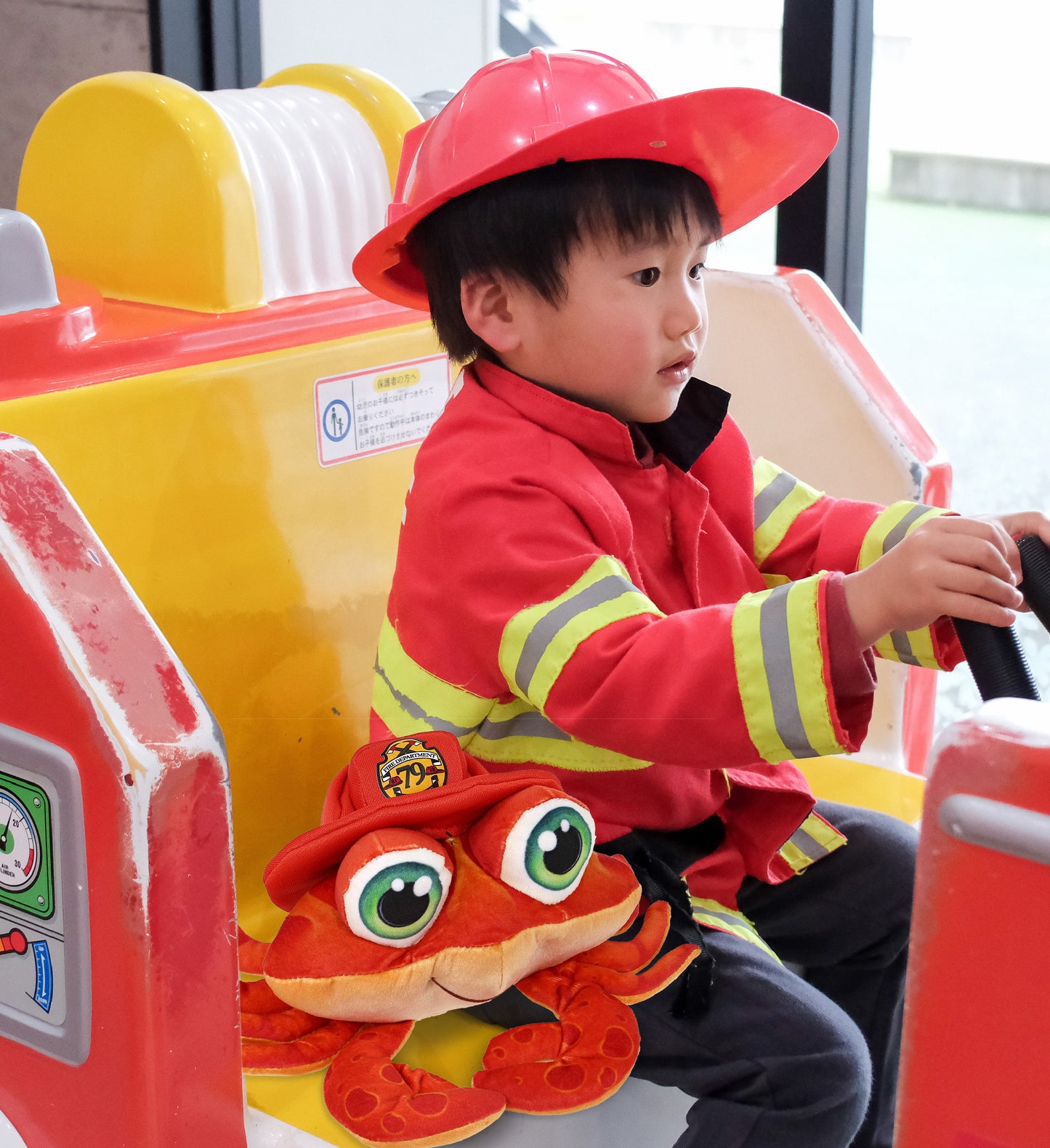 PLUSH BUDDIES - RED CRAB WITH FIREMAN DRESS UP