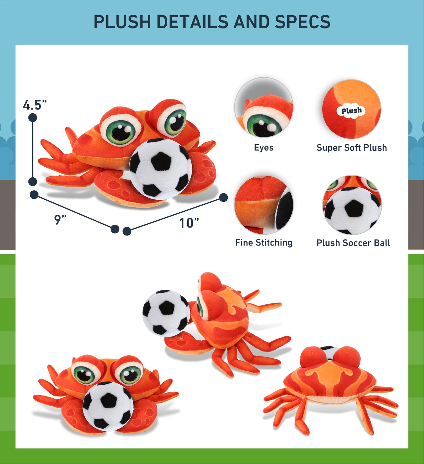 PLUSH BUDDIES - RED CRAB WITH SOCCER PLUSH