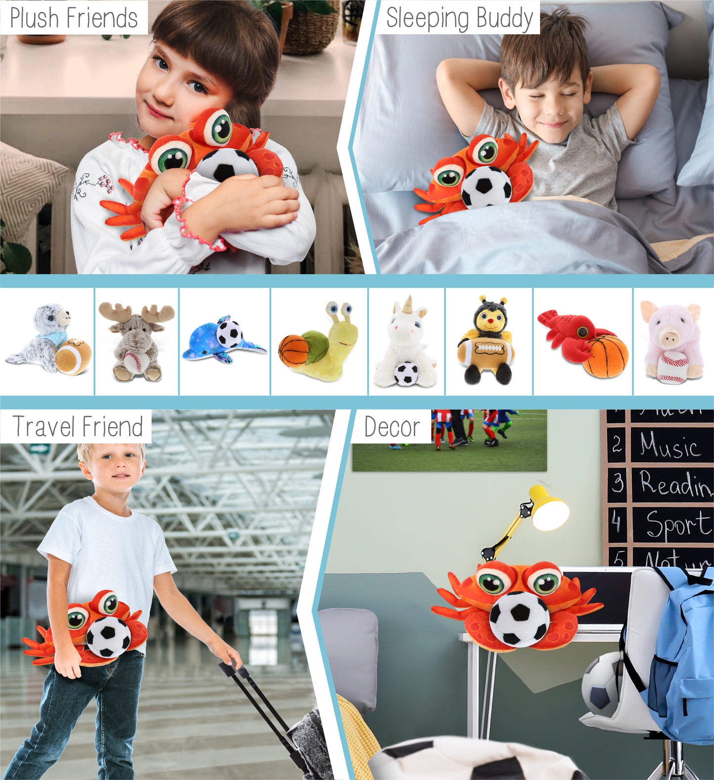 PLUSH BUDDIES - RED CRAB WITH SOCCER PLUSH