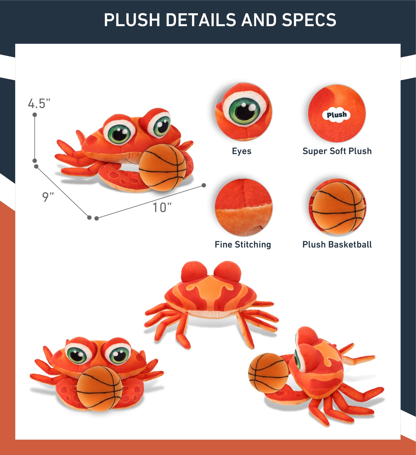 PLUSH BUDDIES - RED CRAB WITH BASKETBALL PLUSH