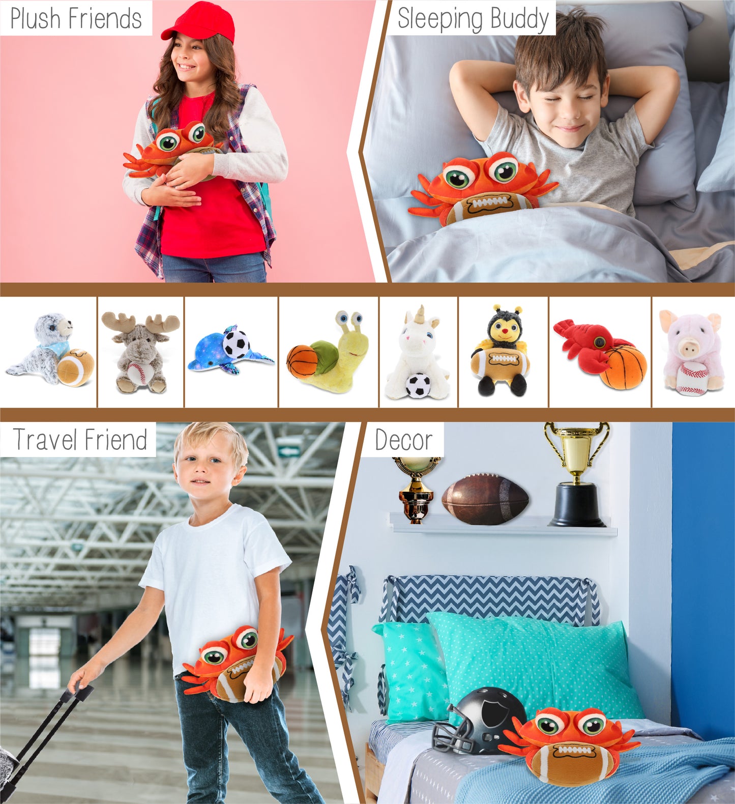 PLUSH BUDDIES - RED CRAB WITH FOOTBALL PLUSH