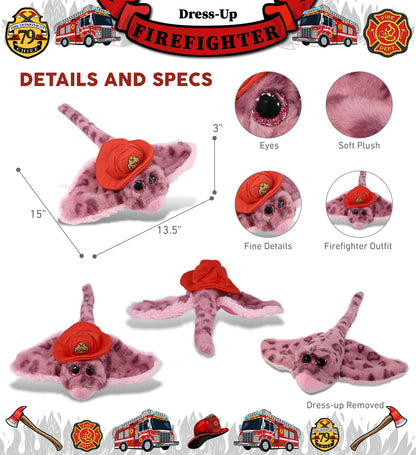 SUPER-SOFT PLUSH - PINK ROSE STINGRAY WITH FIREMAN DRESS UP