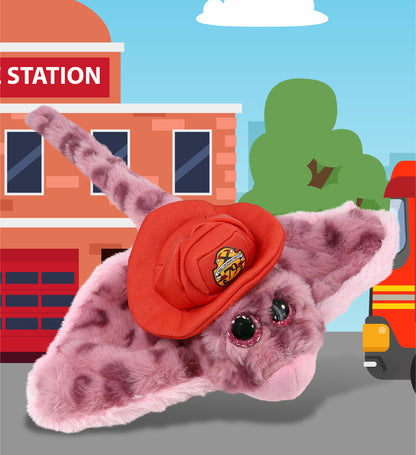 SUPER-SOFT PLUSH - PINK ROSE STINGRAY WITH FIREMAN DRESS UP