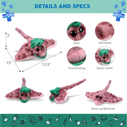 SUPER-SOFT PLUSH - PINK ROSE STINGRAY WITH DOCTOR DRESS UP