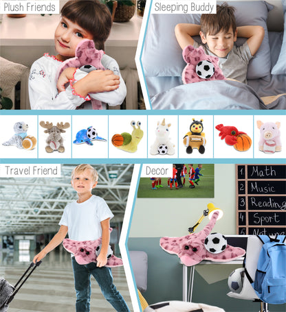 SUPER-SOFT PLUSH - PINK ROSE STINGRAY WITH SOCCER PLUSH