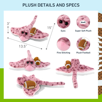 SUPER-SOFT PLUSH - PINK ROSE STINGRAY WITH FOOTBALL PLUSH